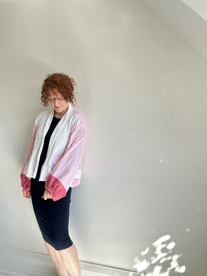 Vivianne Cropped Jacket with Upcycled Vintage Chenille Size 2X/3X #VIVCH18