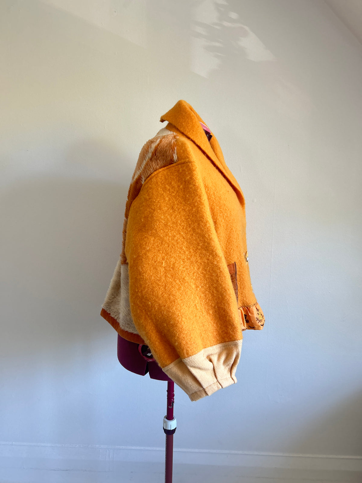 Vivianne Cropped Jacket with Upcycled Vintage Virgin Wool & Fleece Blankets Size 2X/3X #CVCW23X1
