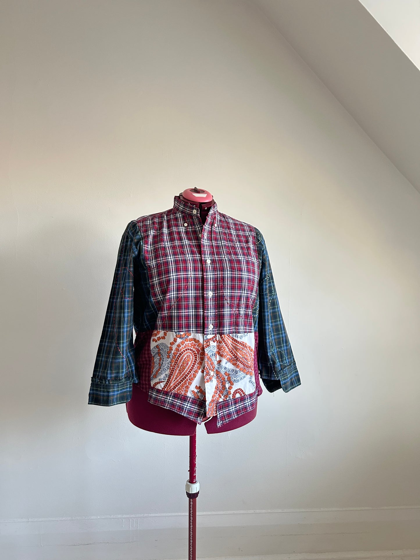 Reworked “Tuxedo Workwear” Buttondown Shirt with Handstitching 2X #TB23X9