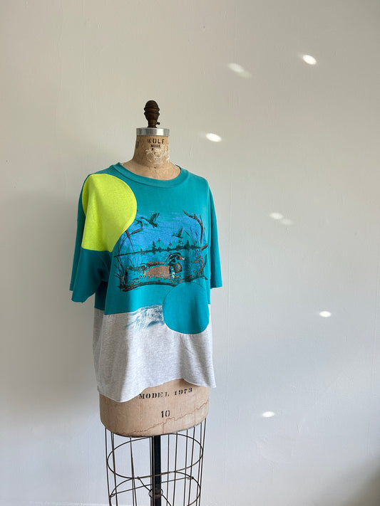 Reworked Preloved Vintage Duck Iron On Tshirt - Circle Series Size XL/2X #TSHIRT5