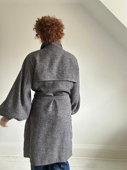 Edit Trench with Deadstock Charcoal & Silver Weave Sizes XS-2X #CTEB