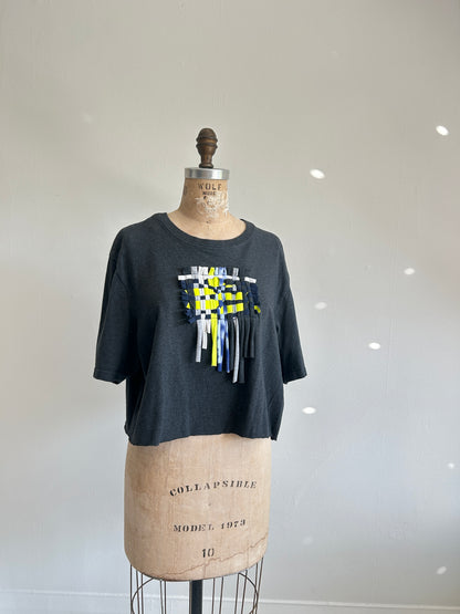 Reworked Preloved Cropped Tshirt - Woven Series Size XL/2X #TSHIRT19