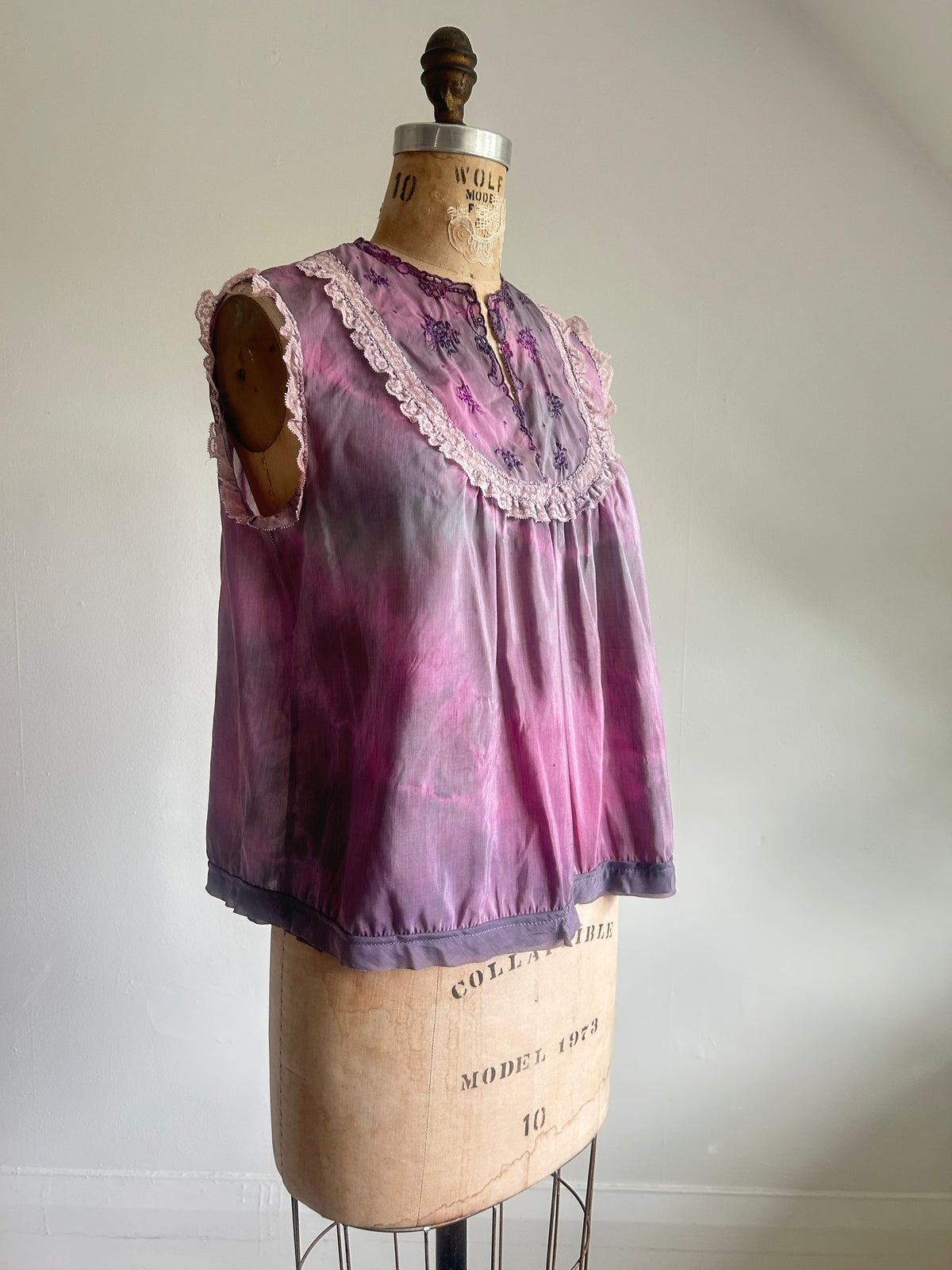 Hand Dyed Marbled Vintage Cropped Top Size L/XL #VIN5