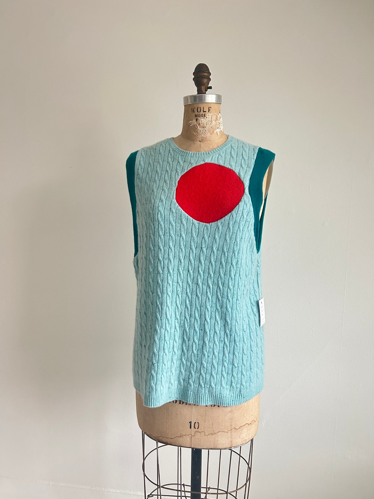 Abstract Art Patched Upcycled Cashmere Vest Size XL/2X #CAVX2X27