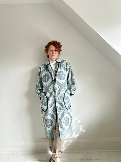Trench with Vintage Throw Blankets Size M/L #TRENCHML108