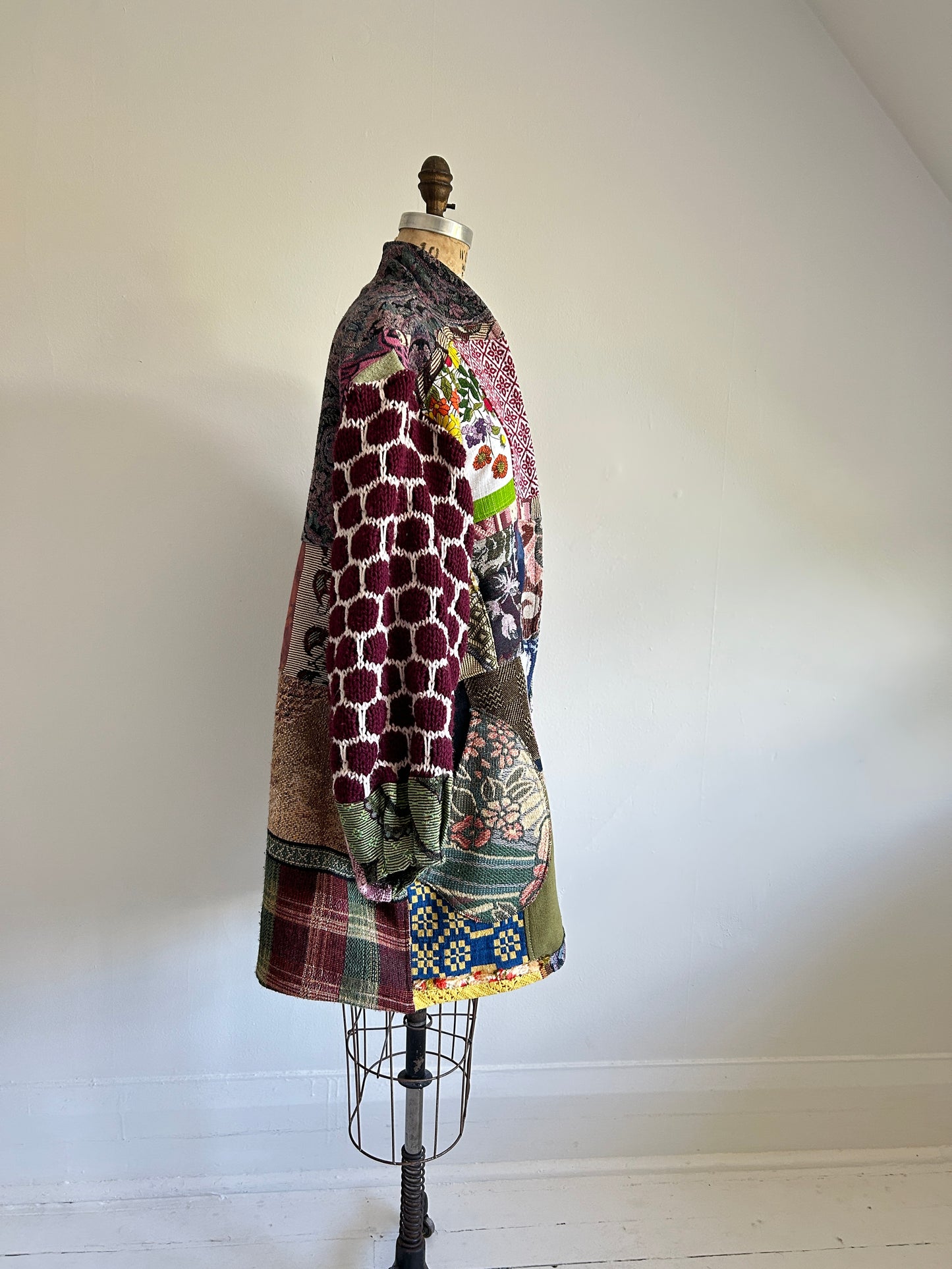 Vivianne Jacket with Upcycled Throw & Afghan Knit Blanket Patchwork Size 2X/3X #CVJT23X16