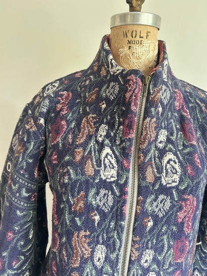 Billie Zip Up Jacket with Upcycled Throw Blankets Size XS/S #BILLJXSS