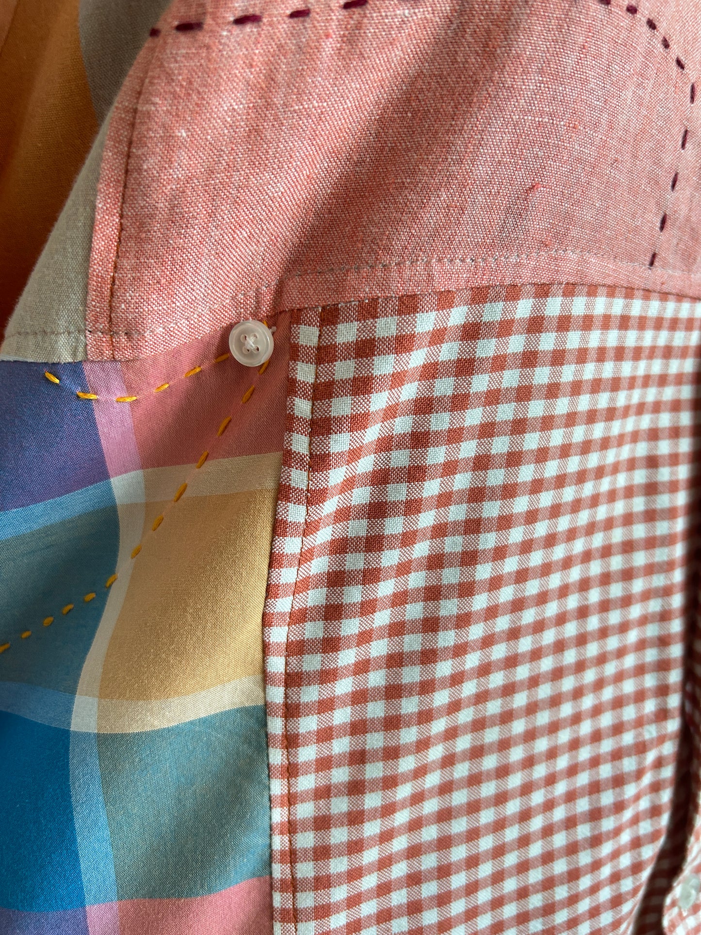 Reworked “Tuxedo Workwear” Buttondown Shirt with Handstitching XL/2X #TB23X10