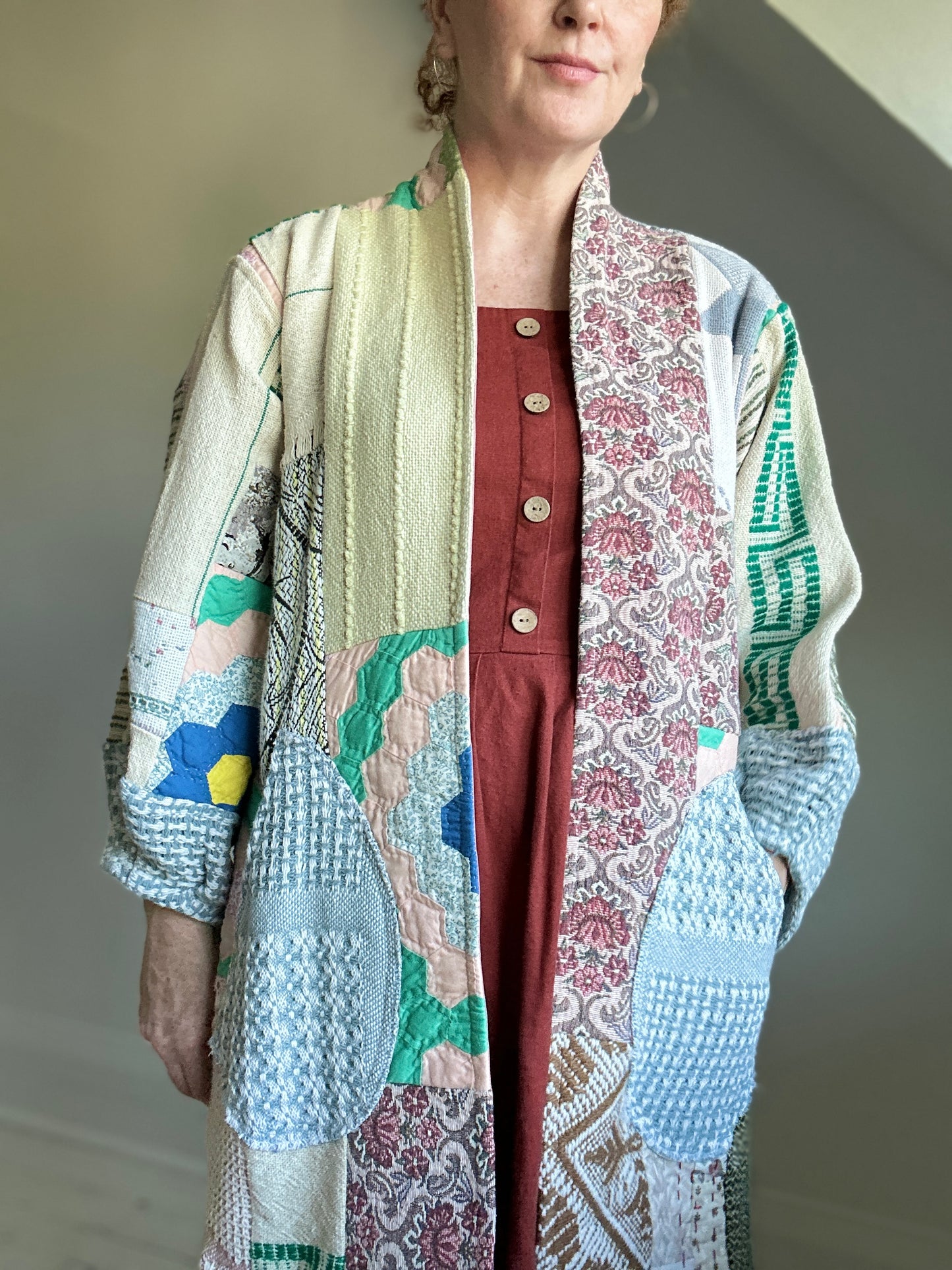Vivianne Jacket with Upcycled Woven Throw Patchworked Size S/M #VIVT8