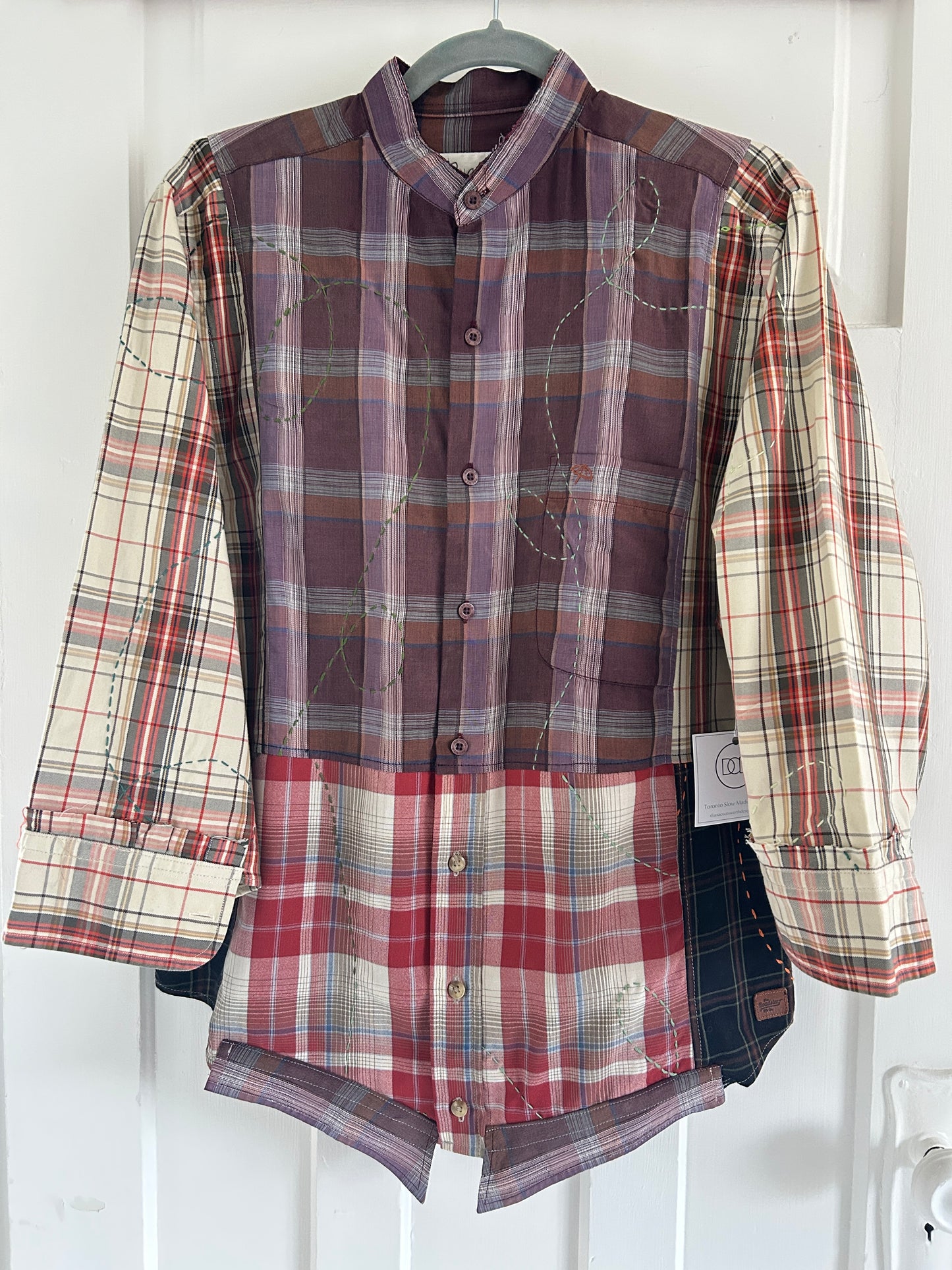 Reworked “Tuxedo Workwear” Buttondown Shirt with Handstitching M/L #TBML6