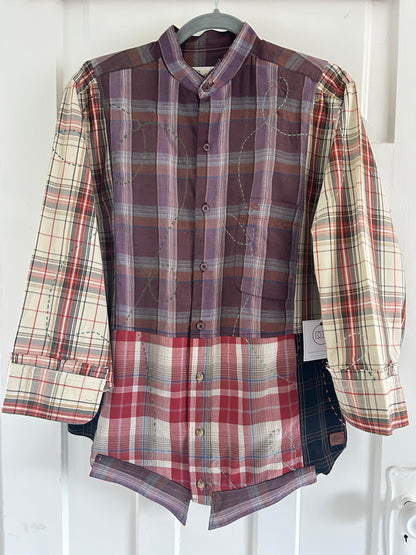 Reworked “Tuxedo Workwear” Buttondown Shirt with Handstitching M/L #TBML6