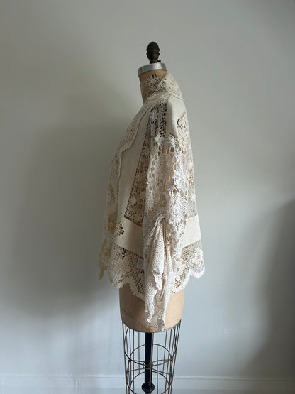 Vivianne Cropped Jacket Upcycled Vintage Cotton Crochet Size XL/2X #VIVCR13