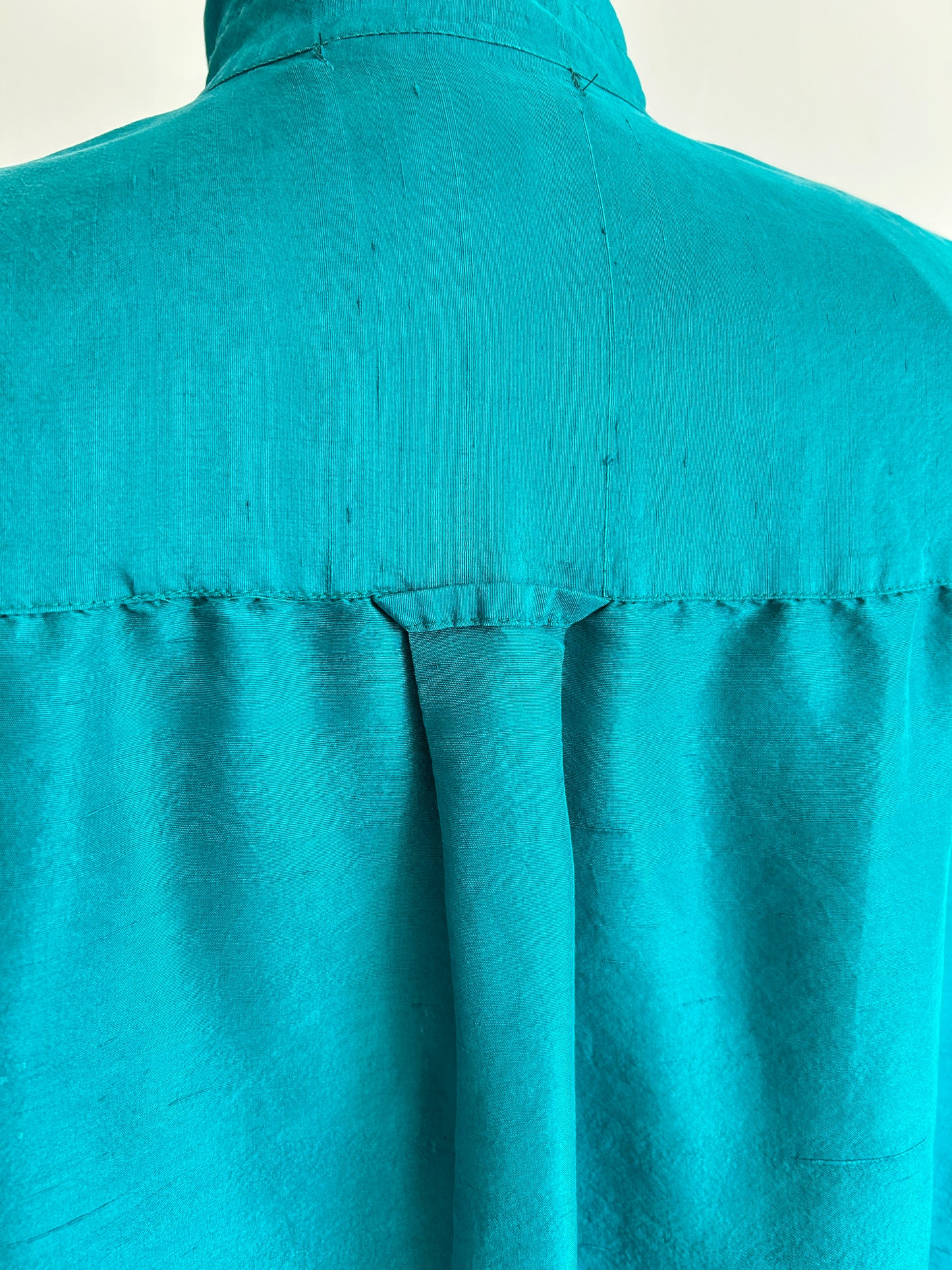Vintage Silk Blouse with YoYo Quilt Appliqué Size L #YOYO1