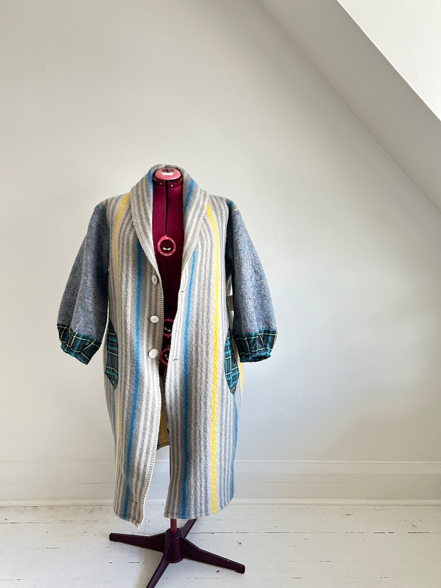 Vivianne Duster with Upcycled Vintage Wool & Textiles Blanket Size 3X #CVDW23X54
