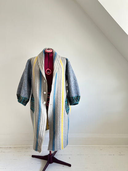 Vivianne Duster with Upcycled Vintage Wool & Textiles Blanket Size 3X #CVDW23X54
