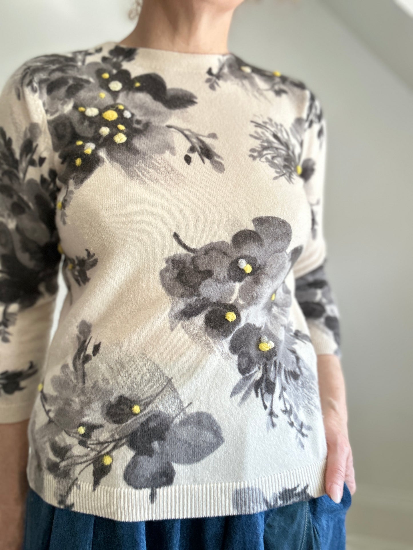 Needlefelted Confetti Cashmere Sweater S/M #CONCASSM1
