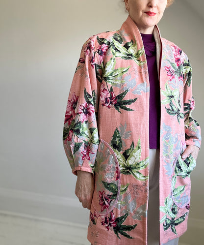 Vivianne Upcycled Vintage Barkcloth & Lined Jacket Size M/L #CVJCML105