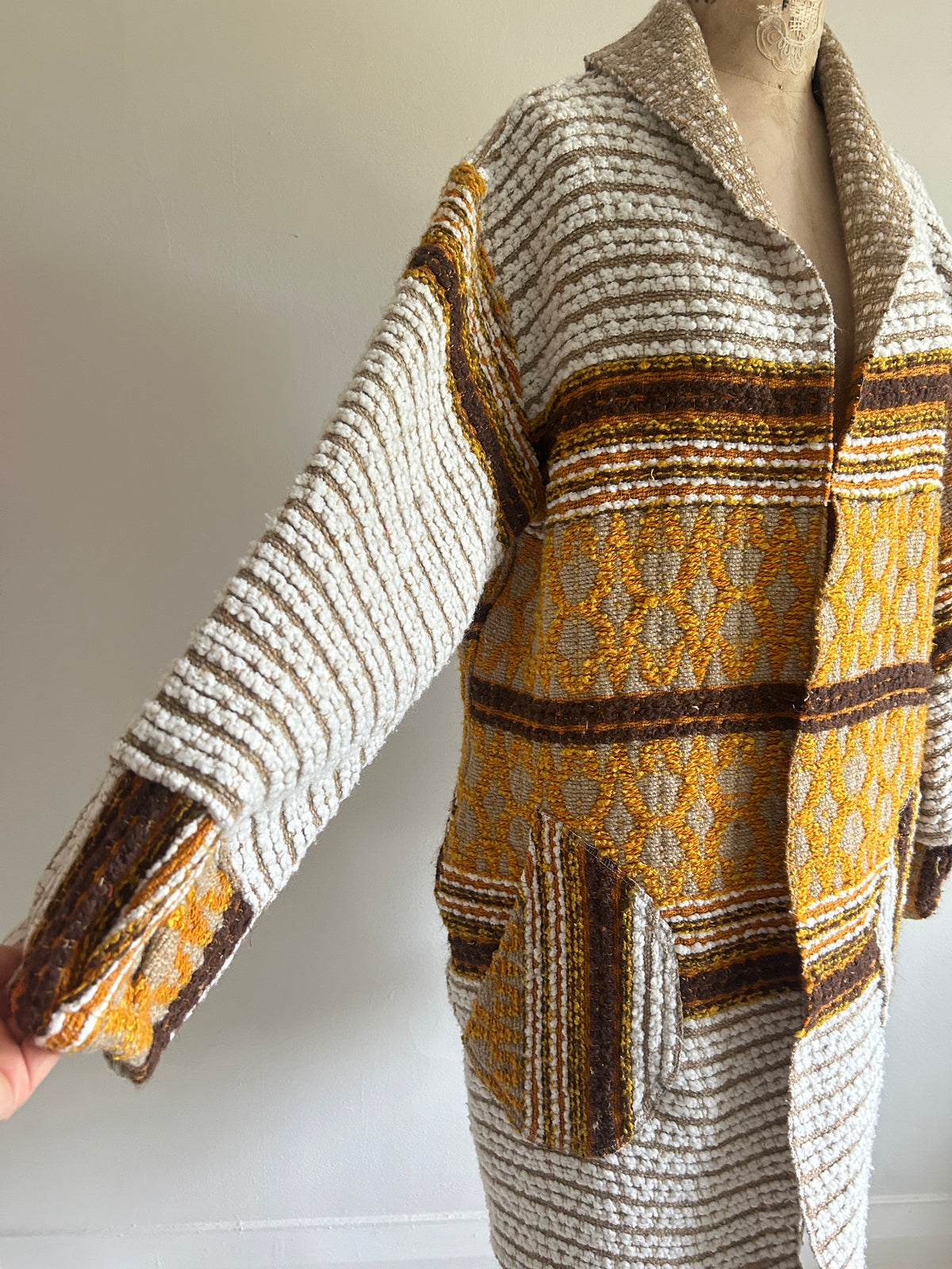 Vivianne Jacket with Upcycled Vintage Throw Blanket M/L #CVJTML9