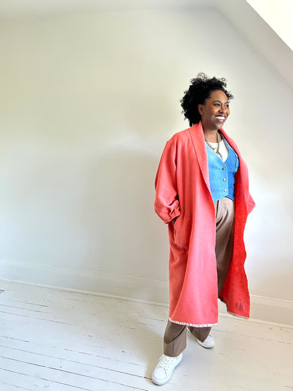 Vivianne Duster with Upcycled Vintage Wool Blanket Size 2X/3X #VIVW17