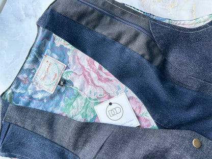 Leni Reclaimed Patchwork Denim Vest with Cotton Lining S/M #LENI5