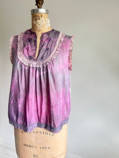 Hand Dyed Marbled Vintage Cropped Top Size L/XL #VIN5