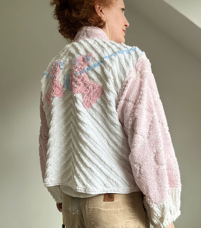 Vivianne Cropped Jacket with Upcycled Vintage Chenille Size M/L #CVCCHML100