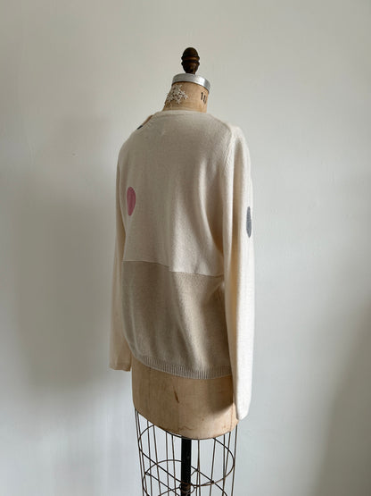Abstract Art Patched Upcycled Cashmere Sweater L/XL #ART16