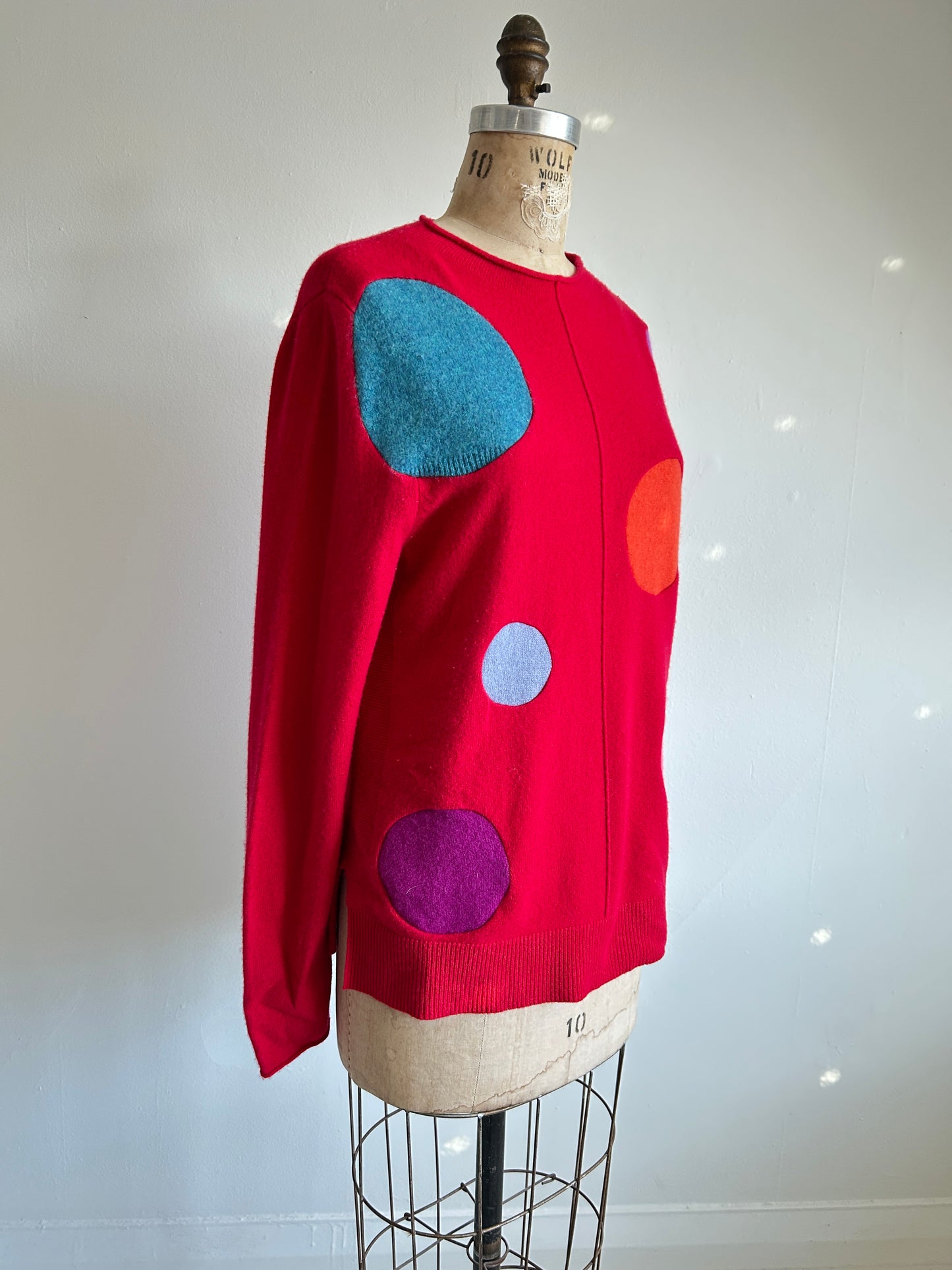 Abstract Art Patched Upcycled Cashmere Sweater XL/2X #CASX2X12