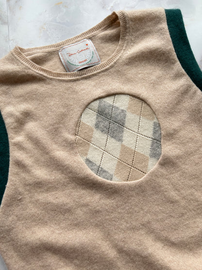 Abstract Art Patched Upcycled Cashmere Vest Size L/XL #ARTV