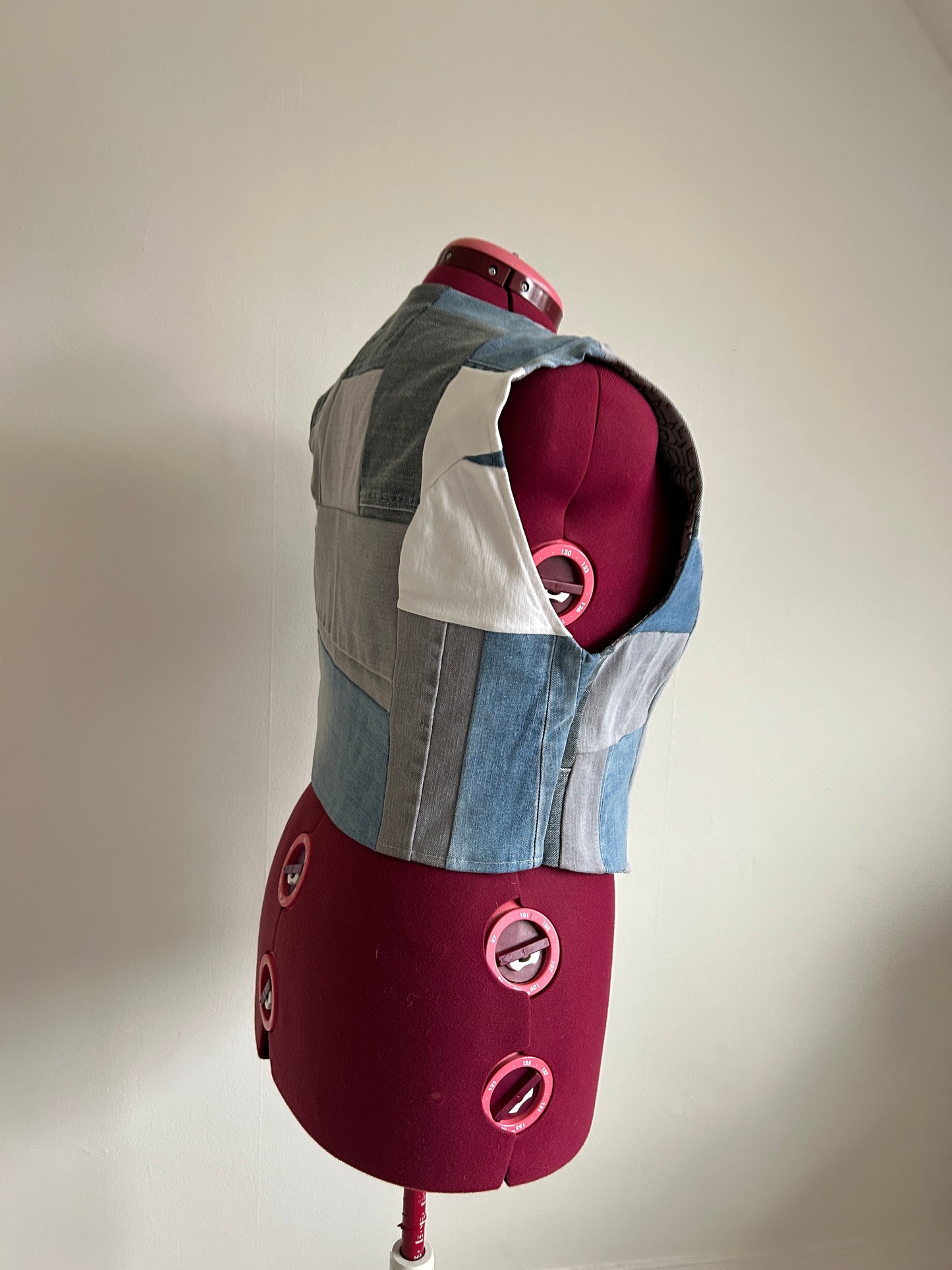 Leni Reclaimed Patchwork Denim Vest with Cotton Lining XL #DVXL15