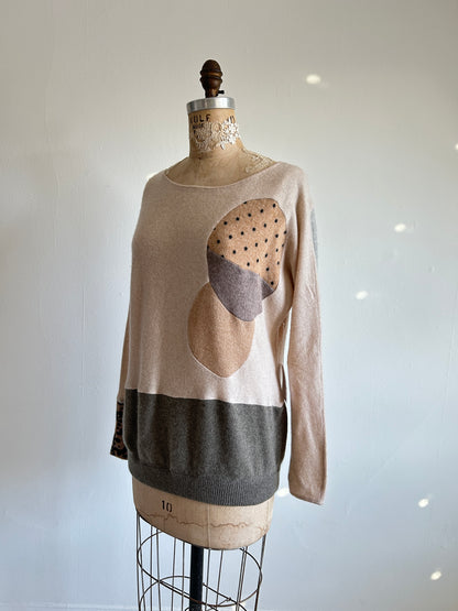 Abstract Art Patched Upcycled Cashmere Sweater M/L #CASML6