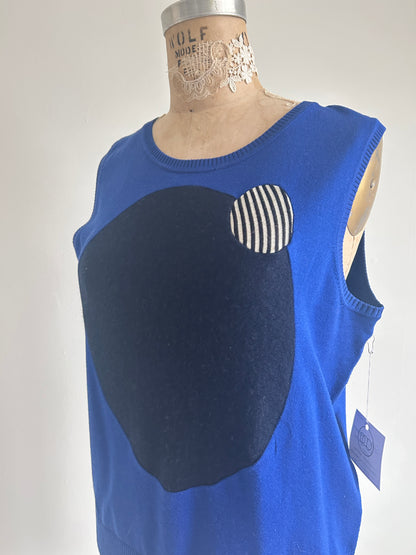 Abstract Art Patched Upcycled Silk, Cotton & Cashmere Vest Size XL/2X #CAVX2X28