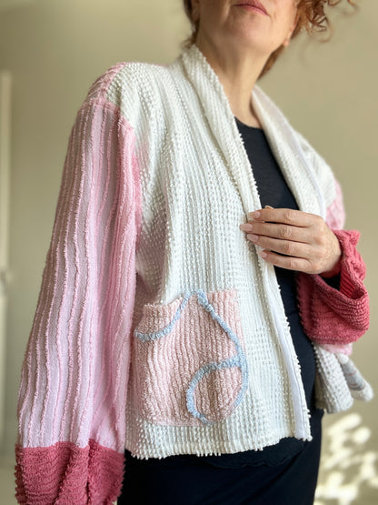 Vivianne Cropped Jacket with Upcycled Vintage Chenille Size 2X/3X #VIVCH18