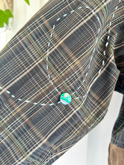 Reworked “Tuxedo Workwear” Buttondown Shirt with Handstitching M/L #TBML2