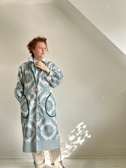 Trench with Vintage Throw Blankets Size M/L #TRENCHML108