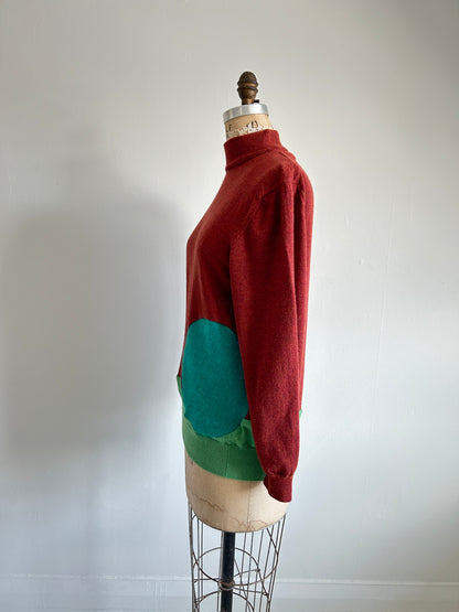 Abstract Art Patched Upcycled Cashmere Sweater XL/2X #CASX2X14