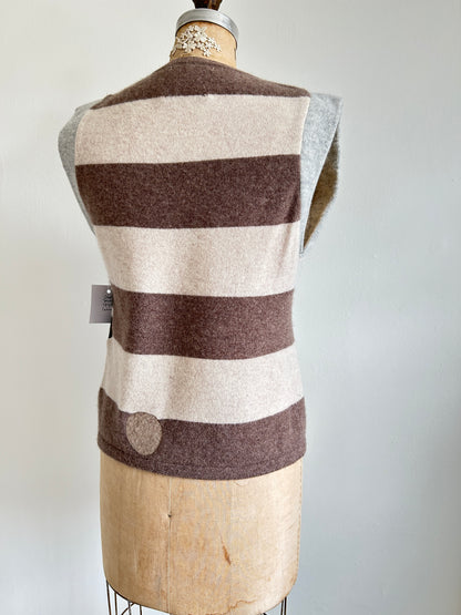 Abstract Art Patched Upcycled Cashmere Vest Size M/L #ARTV9