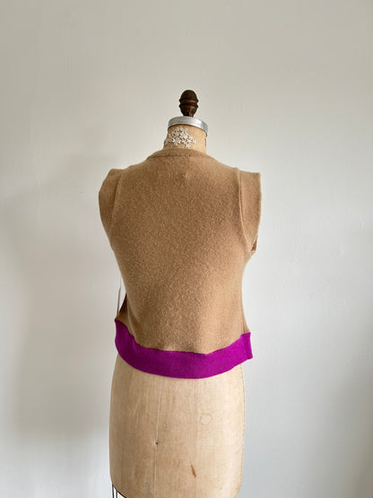 Abstract Art Patched Upcycled Cashmere Vest Size S/M #ARTV8