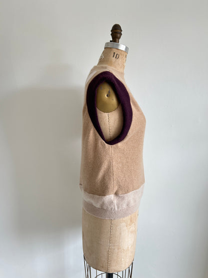 Abstract Art Patched Upcycled Cashmere Vest Size XL/2X #ARTV6