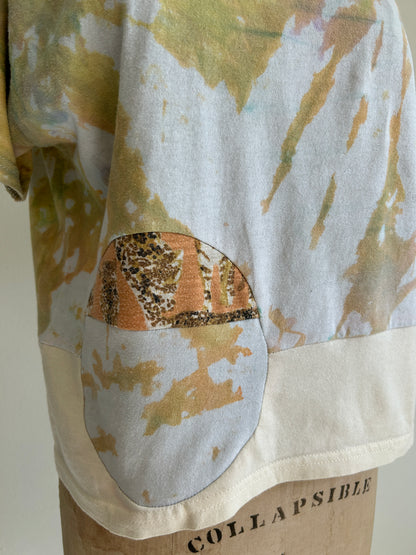 Reworked Preloved Tie Dyed and Tiger Cropped Tshirt - Circle Series Size M/L #TSHIRT16