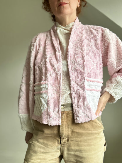 Vivianne Cropped Jacket with Upcycled Vintage Chenille Size M/L #CVCCHML100