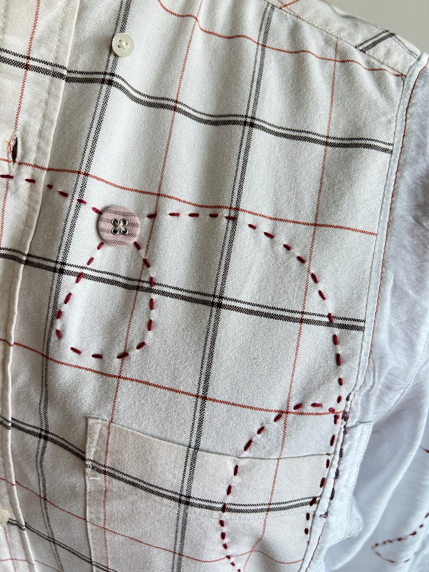 Reworked “Tuxedo Workwear” Buttondown Shirt with Handstitching 2X #TB23X8