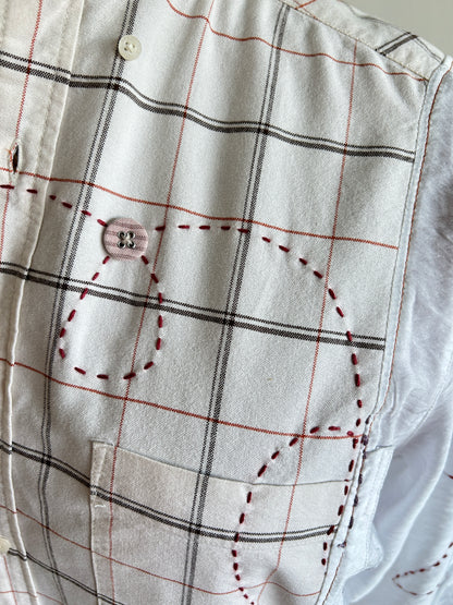 Reworked “Tuxedo Workwear” Buttondown Shirt with Handstitching 2X #TB23X8