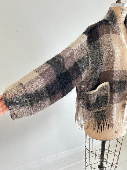 Vivianne Cropped Jacket with Upcycled Vintage Holt Renfrew Mohair Wool Size XL/2X #CVCMX2X46