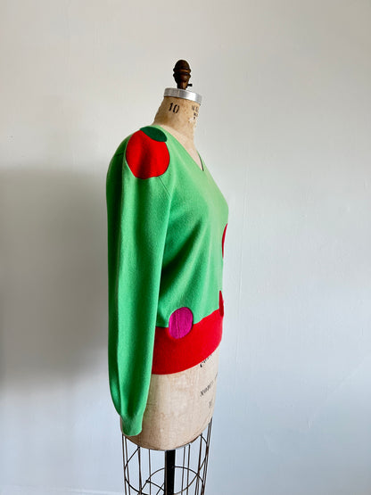 Abstract Art Patched Upcycled Cashmere Sweater L/XL #CASLXL19