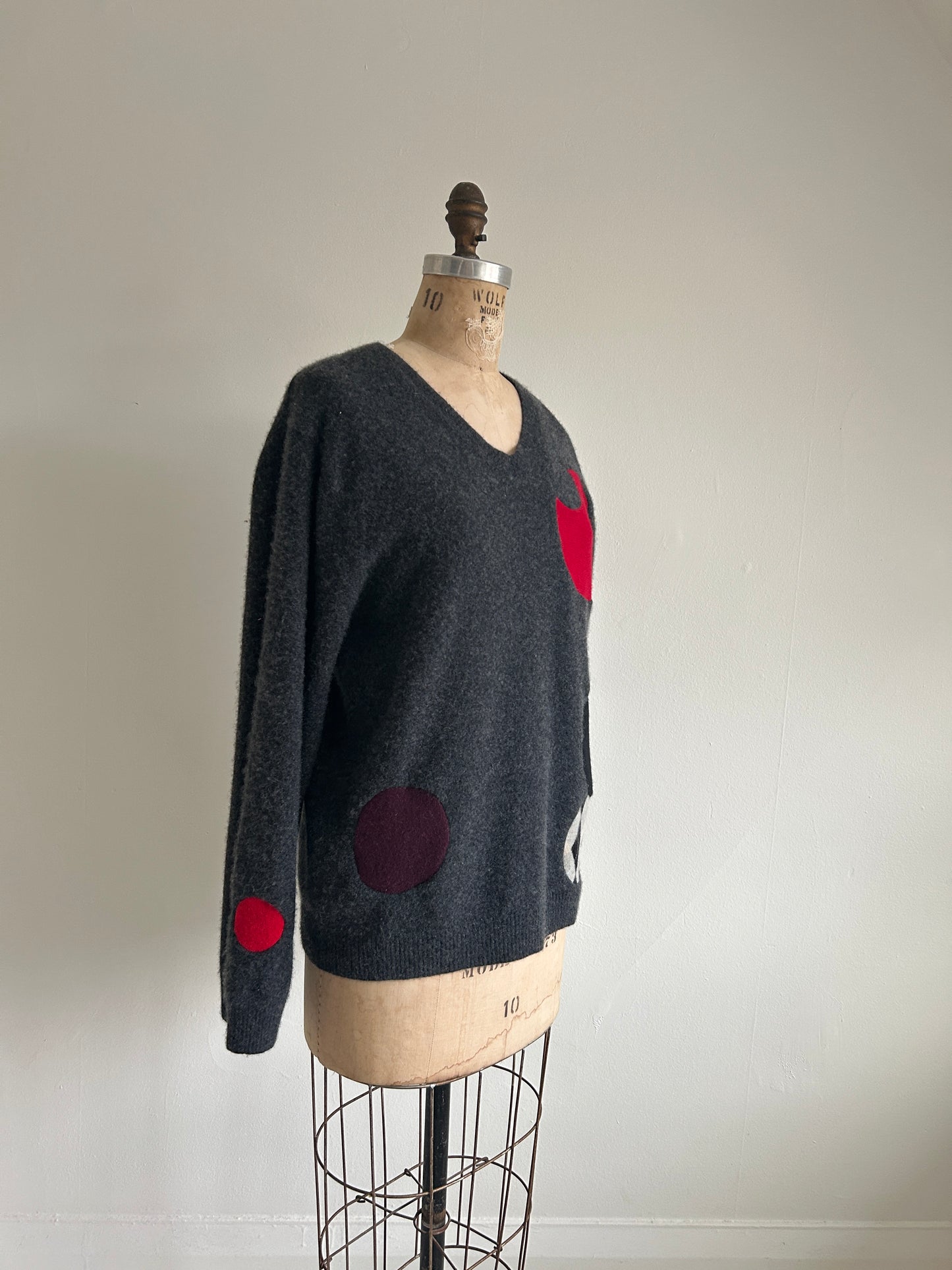 Abstract Art Patched Upcycled Cashmere Sweater XL/2X #CAS23X29
