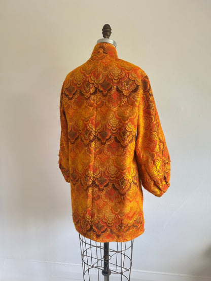 Billie Zip Up Jacket with Upcycled Vintage Draperies Size S/M #BILLJSM8