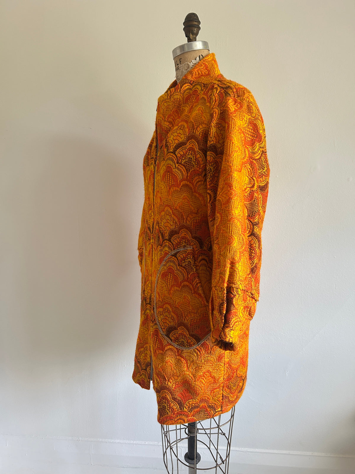 Billie Zip Up Jacket with Upcycled Vintage Draperies Size S/M #BILLJSM8