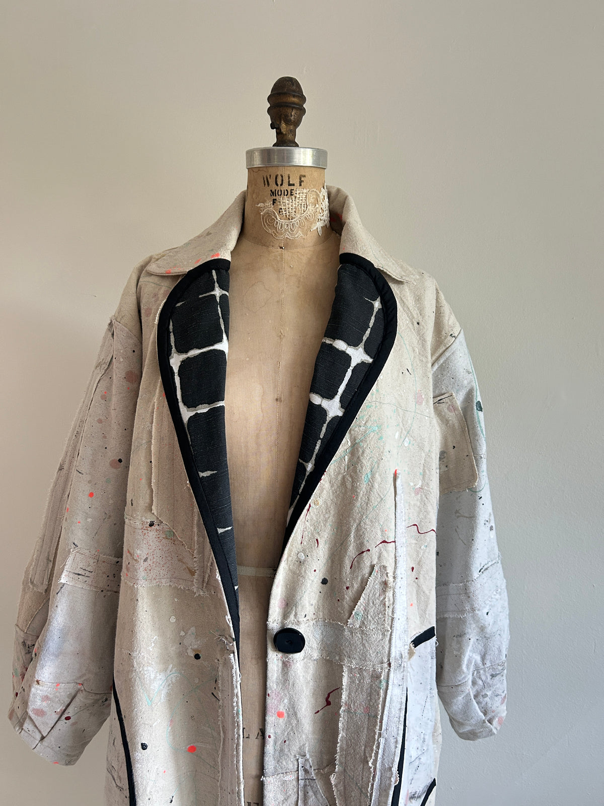 Trench with Upcycled Painters Drop Cloths Size XL/2X #TRENCHPX2X1