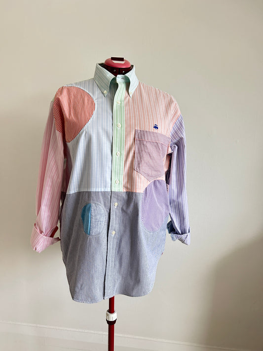 Upcycled Modern Workwear  Shirt - Circle Series Size 2X/3X #PIN25